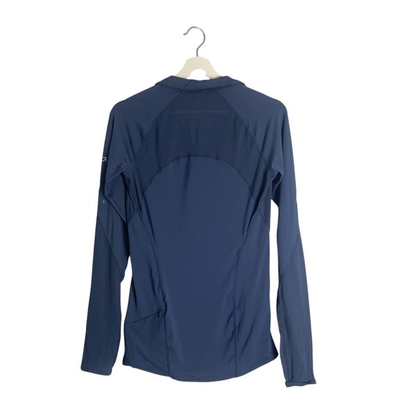 Gap Fit Blue High Shine Quarter Zip Top Size Small Athleisure Workout Run - Picture 2 of 8